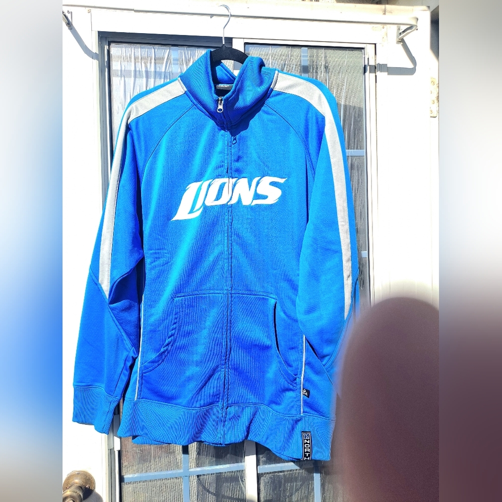 Detriot Lions Blue and White Jacket. Size Large.